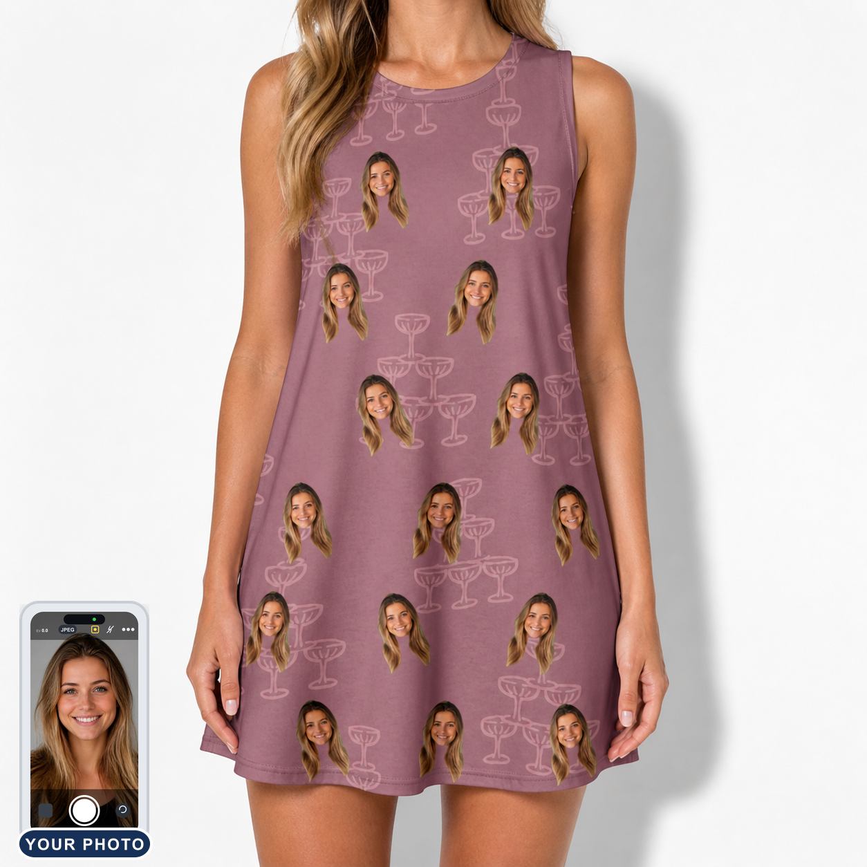 Women's Marrytime Mimosas Custom Face Tank Dress