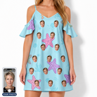 Women's Nautical Nuptials Custom Face Off-Shoulder Dress