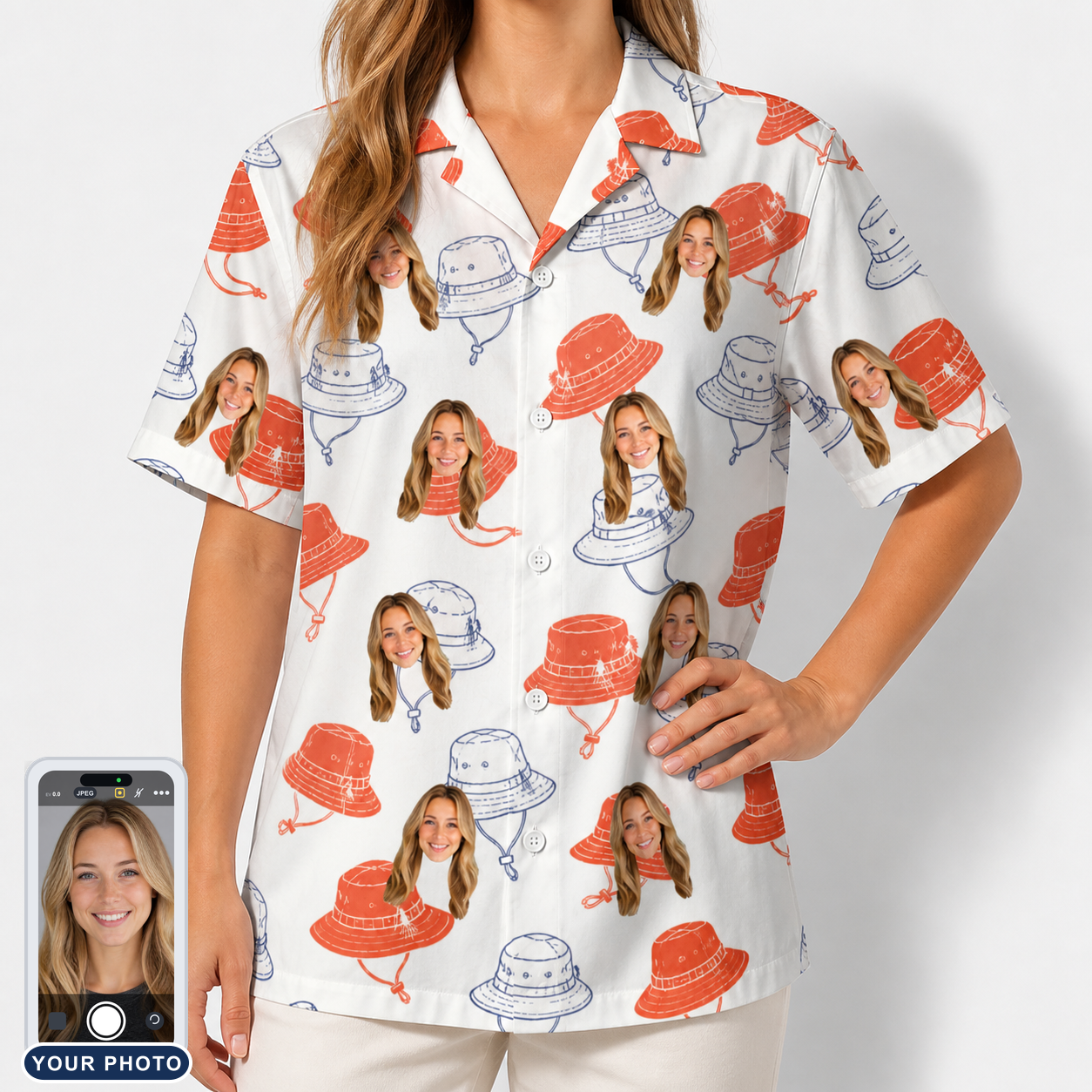 Women's Hooked Brims Custom Face Hawaiian Shirt