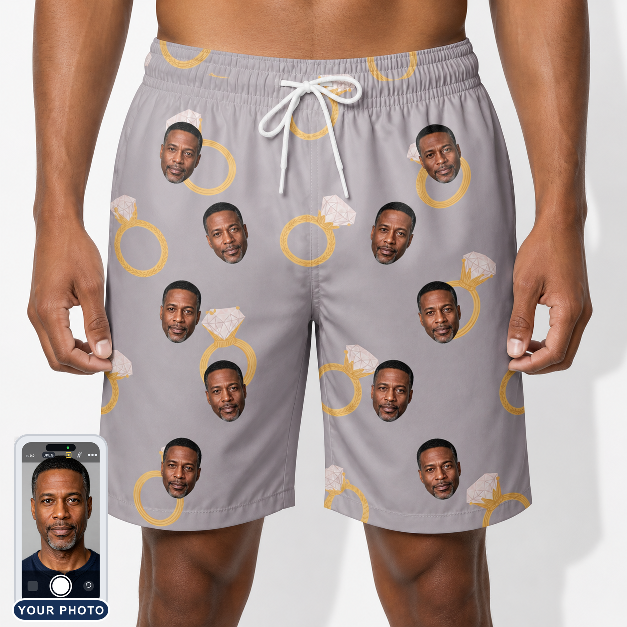 Men's Diamond Dares Custom Face Beach Shorts
