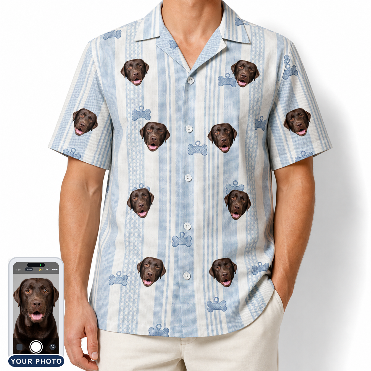 Men's Pup Pendants Custom Dog Face Hawaiian Shirt
