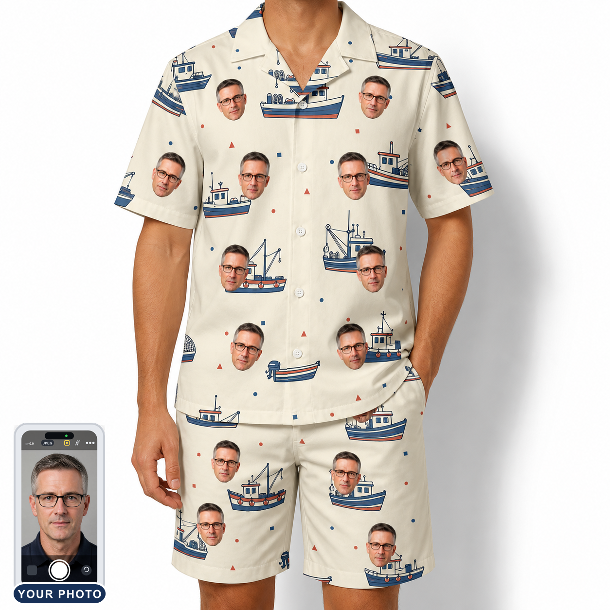 Men's Mini Mariners Custom Face Shirt & Shorts Set