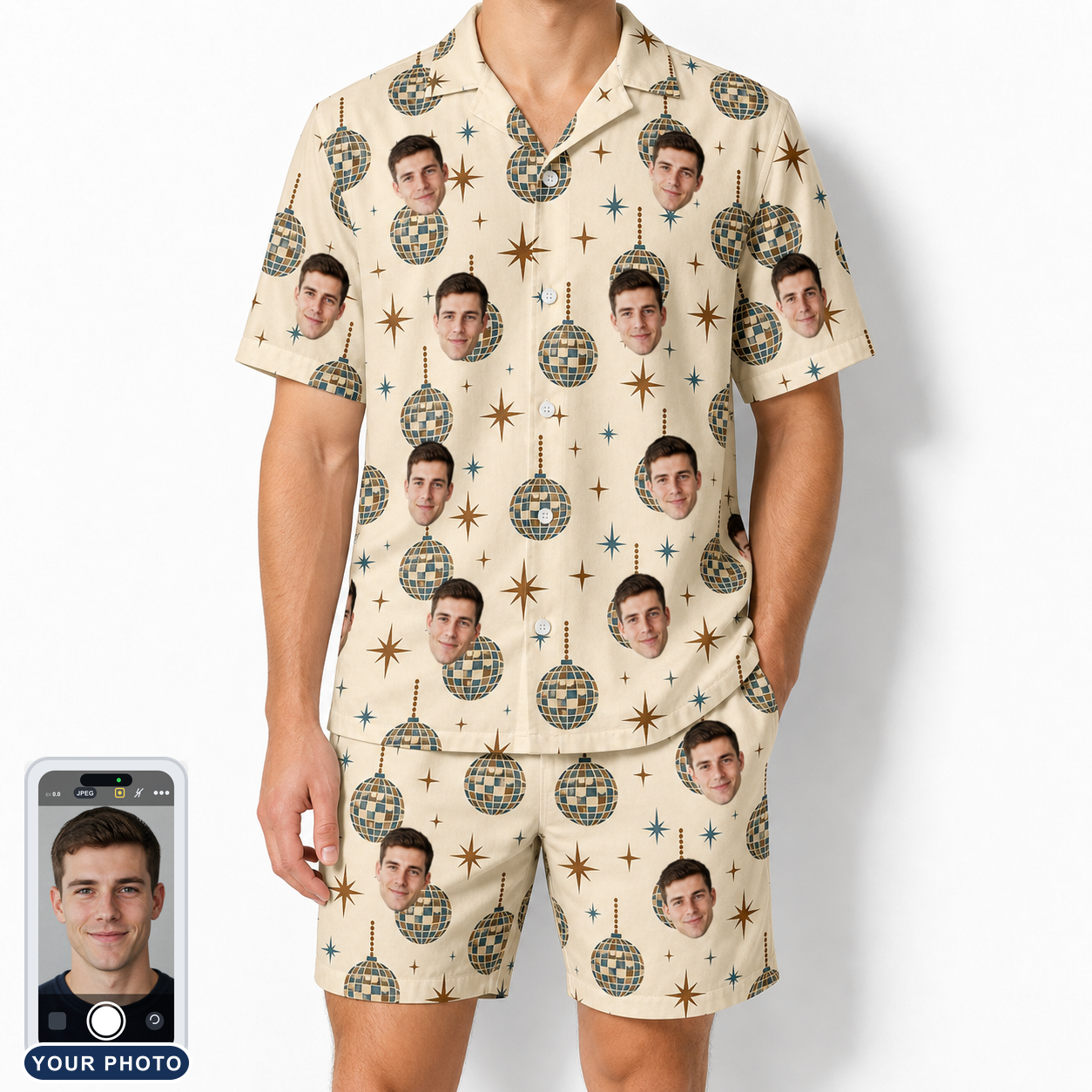 Men's Glitz Gals Custom Face Shirt & Shorts Set