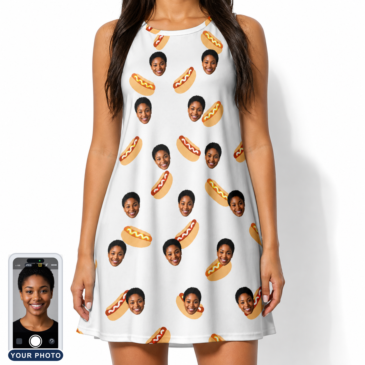 Women's Mustard Mingle Custom Face Tank Dress