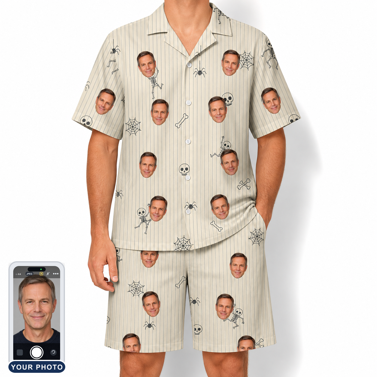 Men's Arachnid Antics Custom Face Shirt & Shorts Set