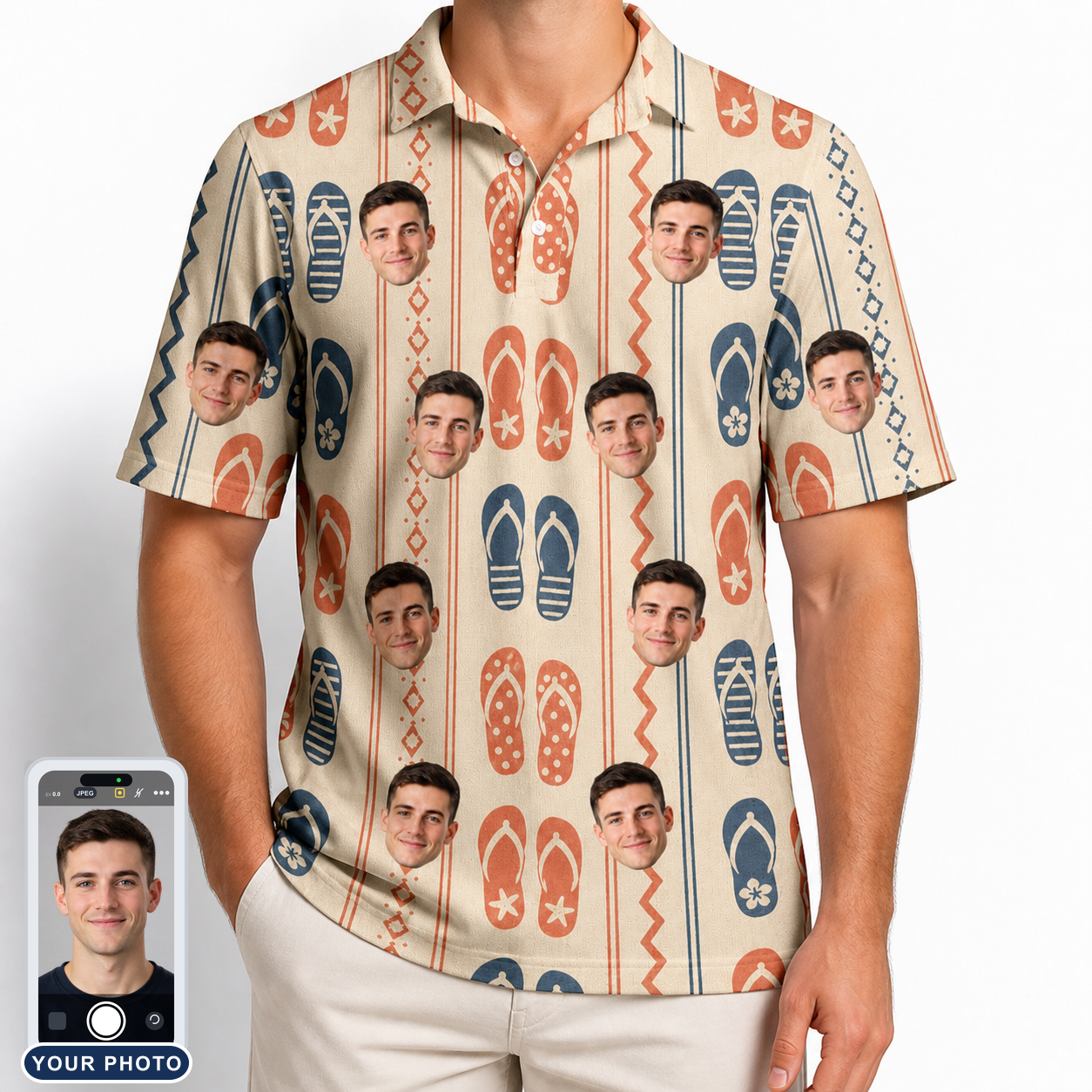 Men's Sole Mates Custom Face Polo Shirt
