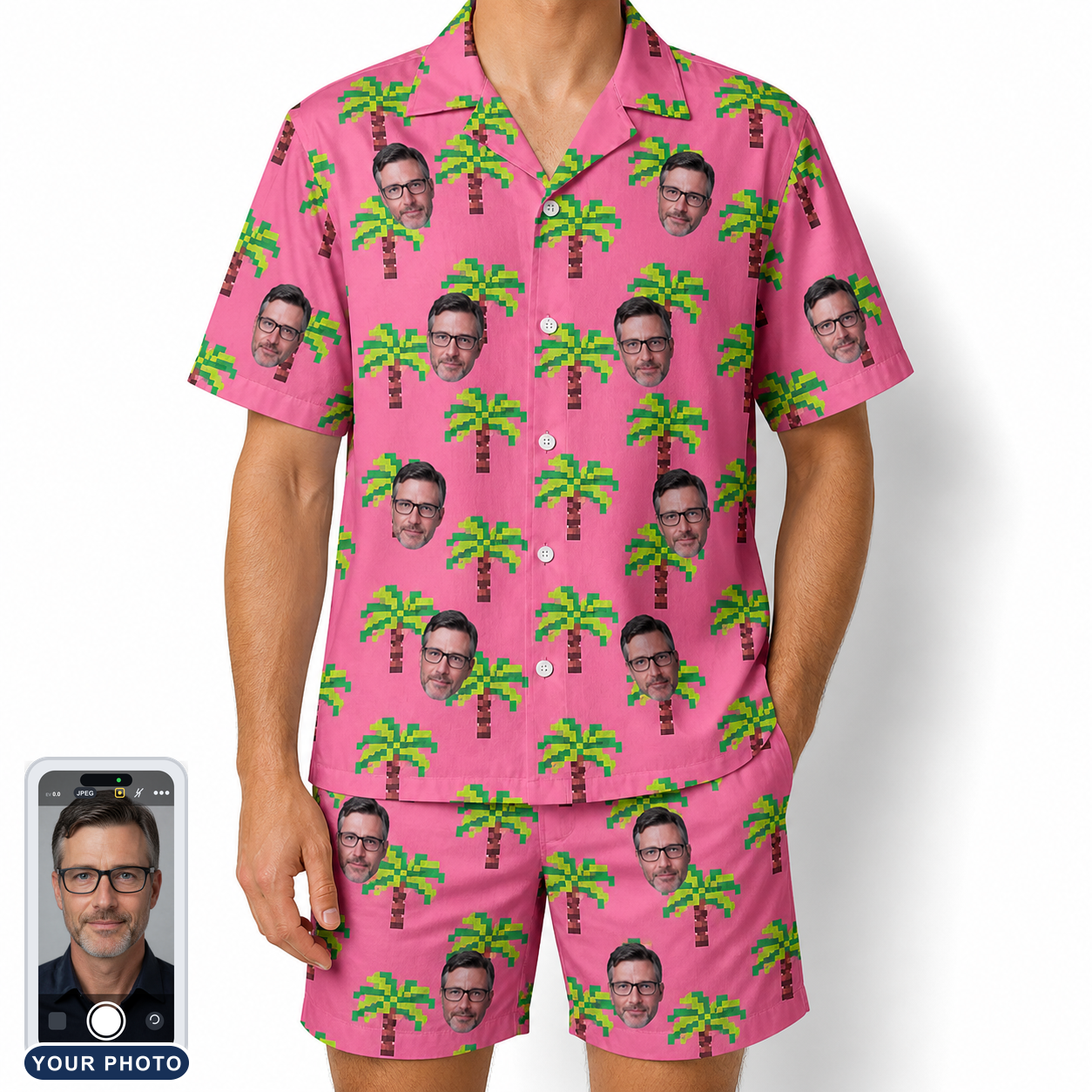 Men's Sepia Sojourn Custom Face Shirt & Shorts Set
