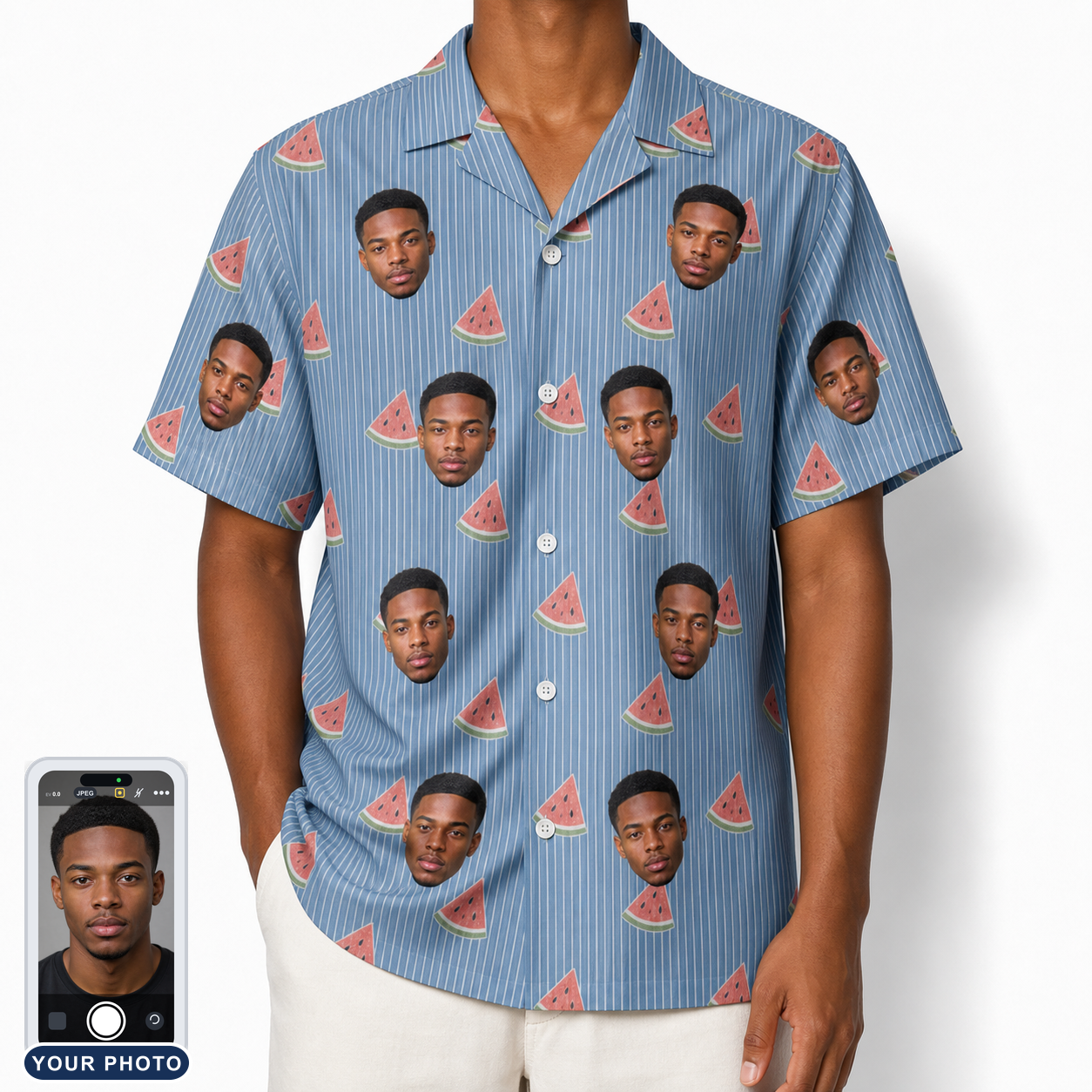 Men's Melon Mosaic Custom Face Hawaiian Shirt