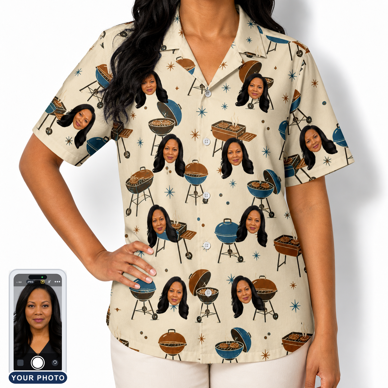 Women's Sovereign Sizzle Custom Face Hawaiian Shirt