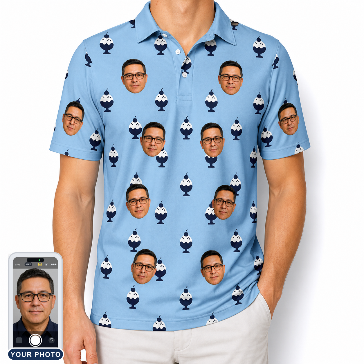 Men's Sprinkle Scoops Custom Face Polo Shirt