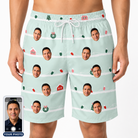 Men's Neon Noel Custom Face Beach Shorts