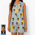 Women's Zesty Zigzags Custom Face V-Neck Dress
