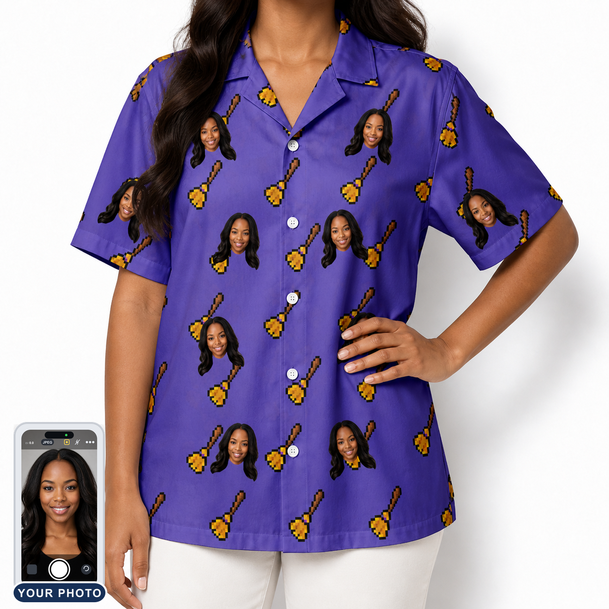 Women's Mopstick Magic Custom Face Hawaiian Shirt