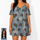 Women's Monstera Mingle Custom Face Off-Shoulder Dress