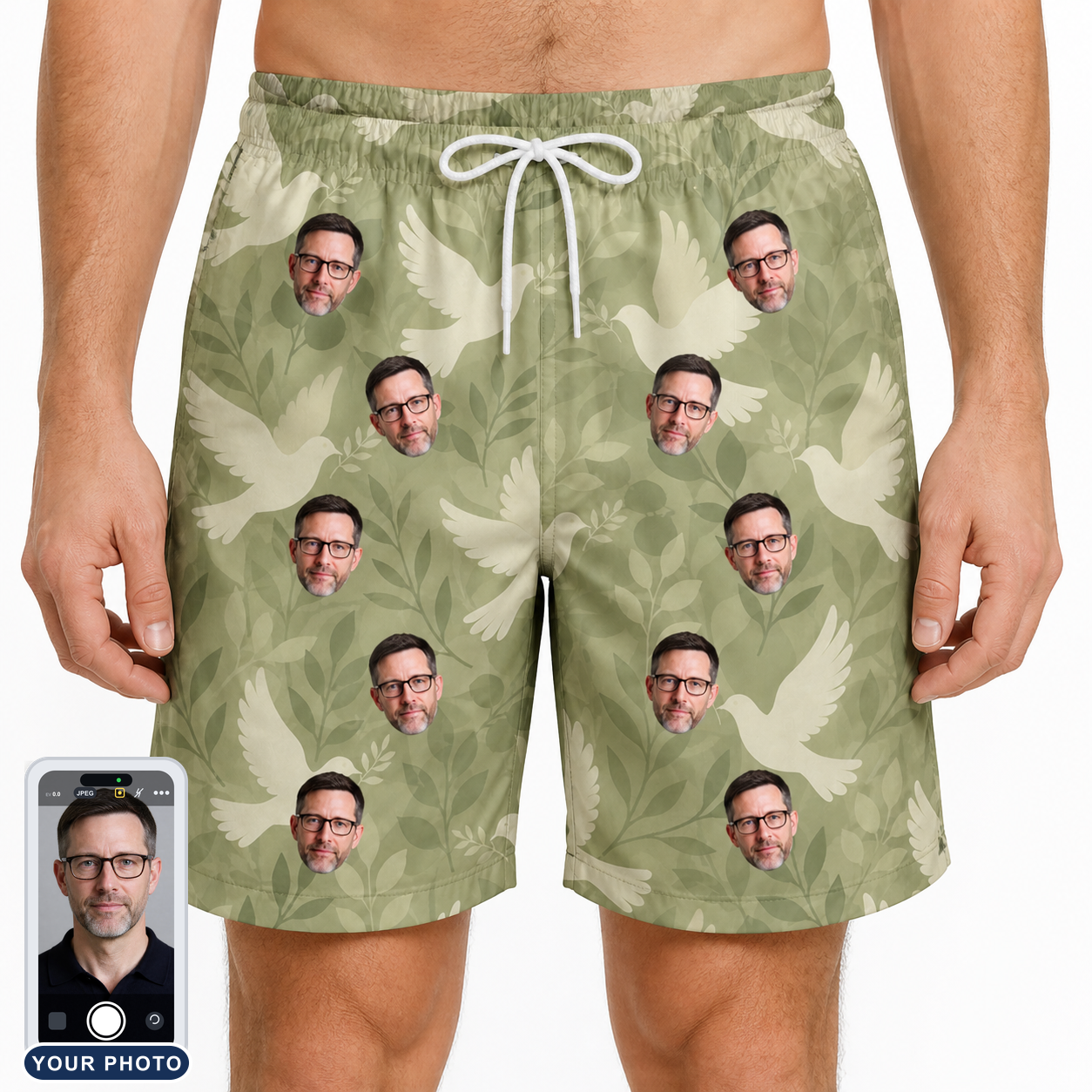 Men's Seaglass Serenade Custom Face Beach Shorts