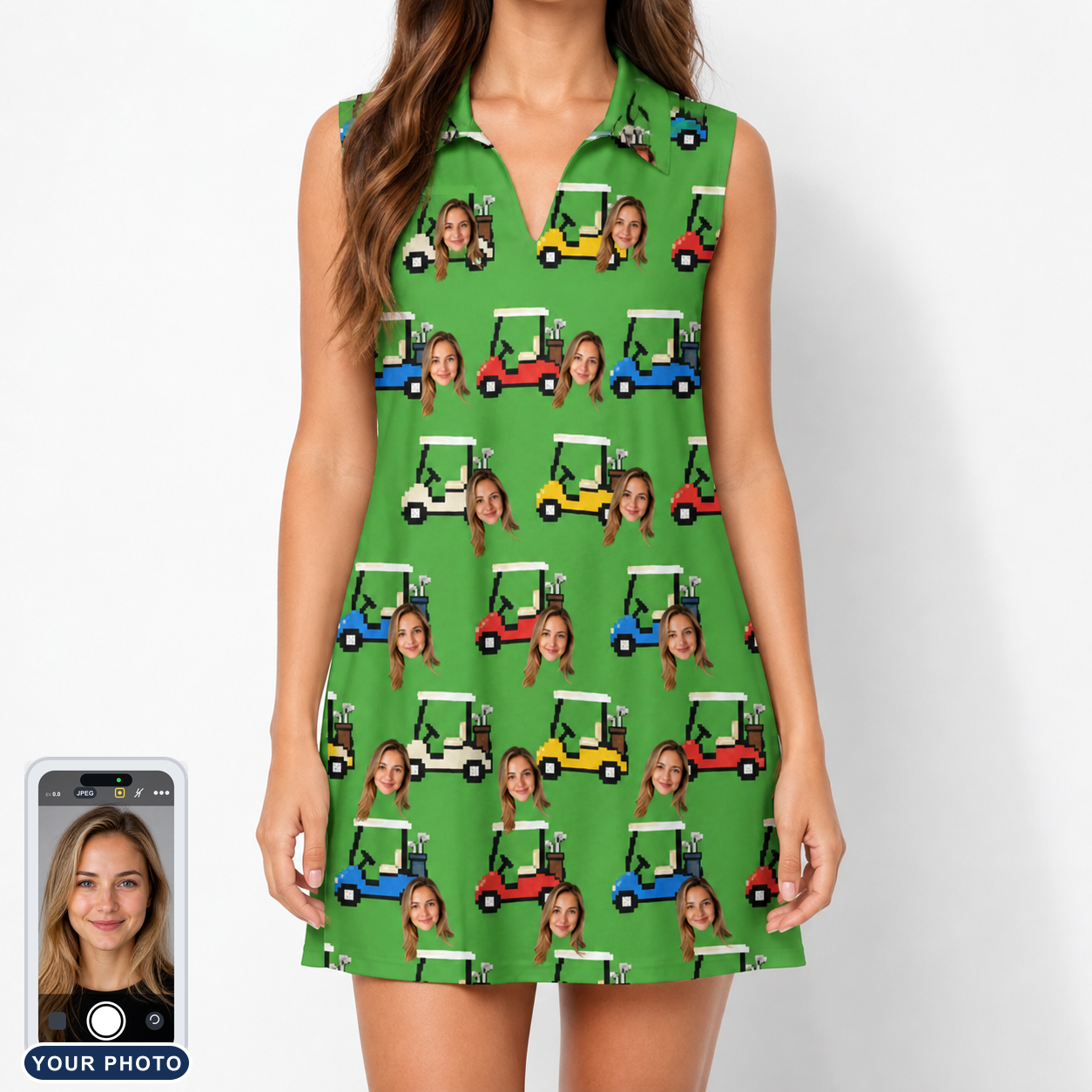 Women's Course Cruisers Custom Face V-Neck Dress