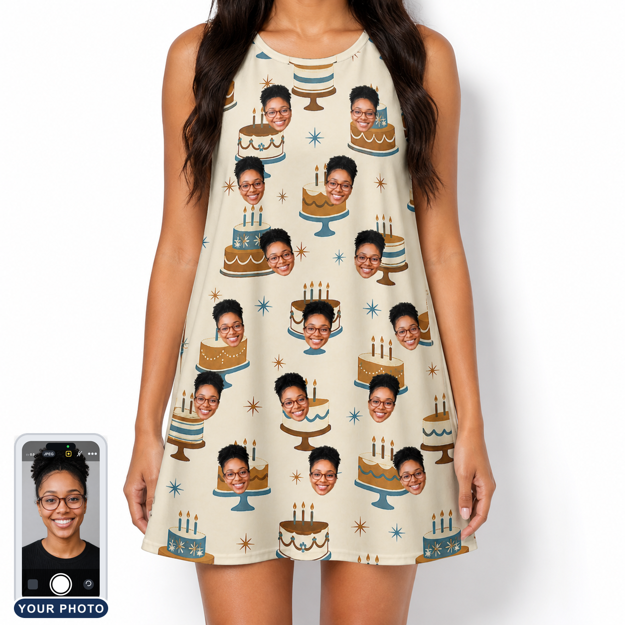 Women's Frosting Fanfare Custom Face Tank Dress