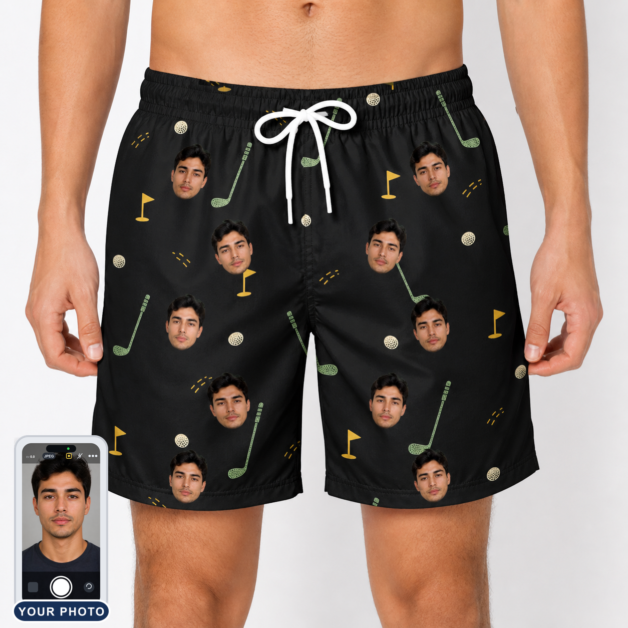 Men's Wedge Whirl Custom Face Beach Shorts