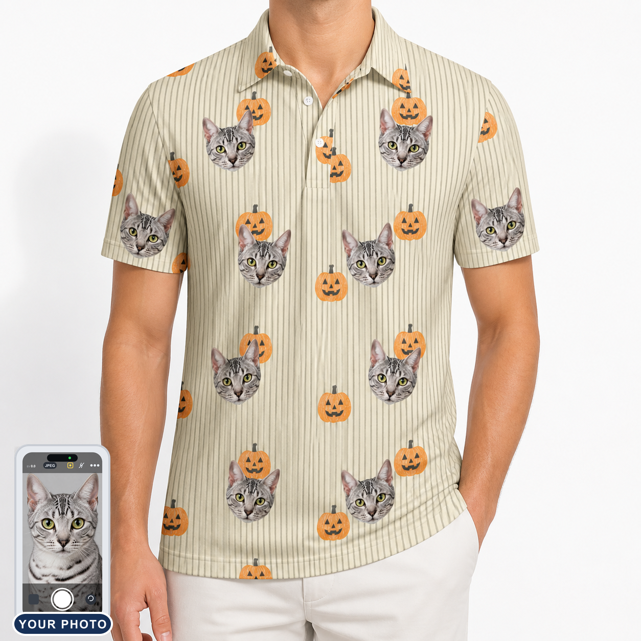 Men's Fiery Fiends Custom Cat Face Polo Shirt