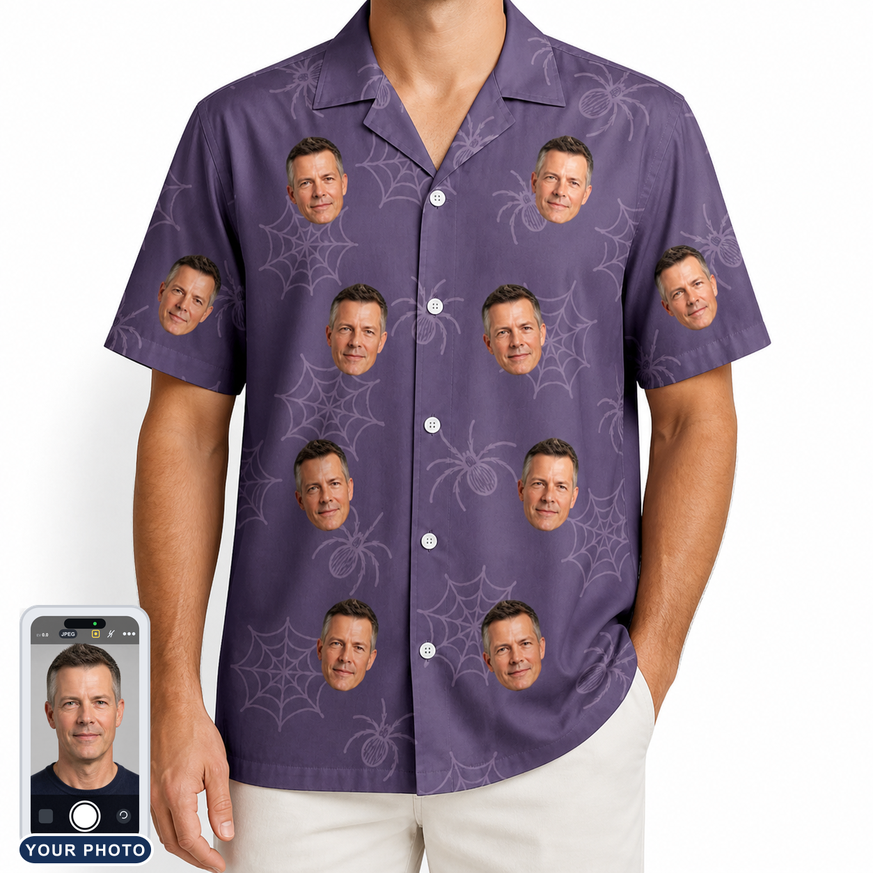 Men's Spider Social Custom Face Hawaiian Shirt