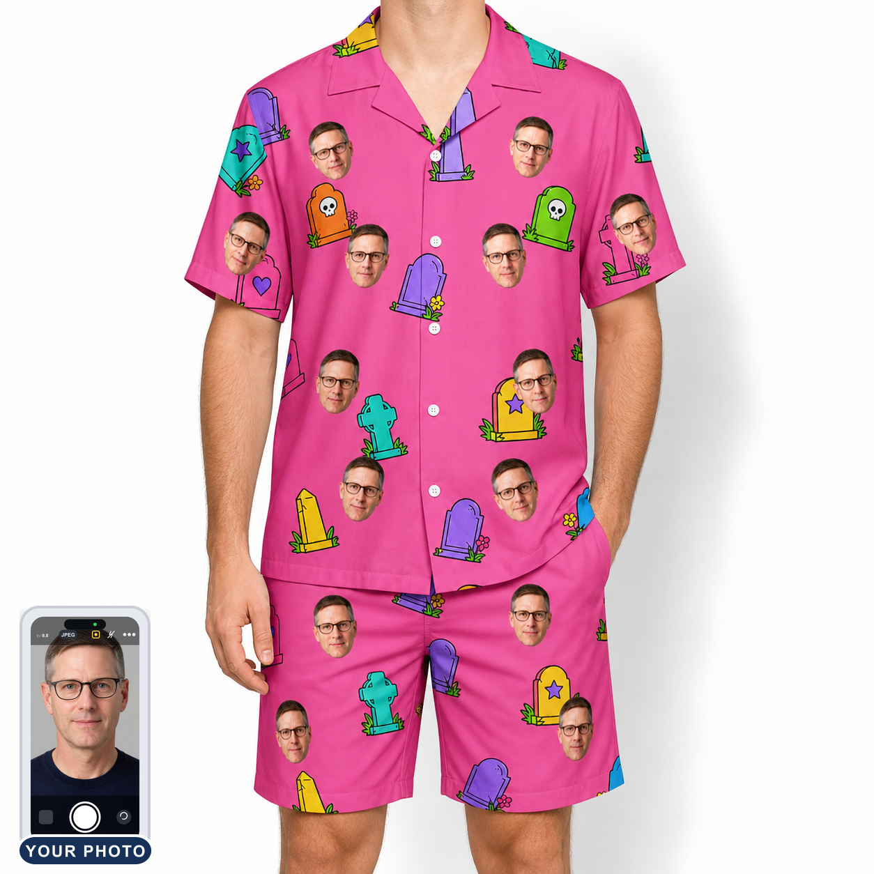 Men's Slab Snickers Custom Face Shirt & Shorts Set