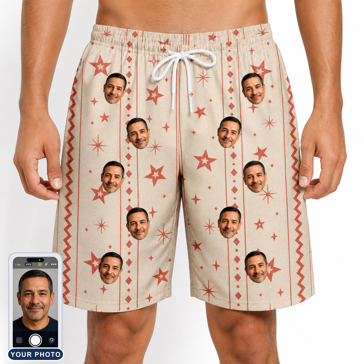 Men's Glow Gala Custom Face Beach Shorts