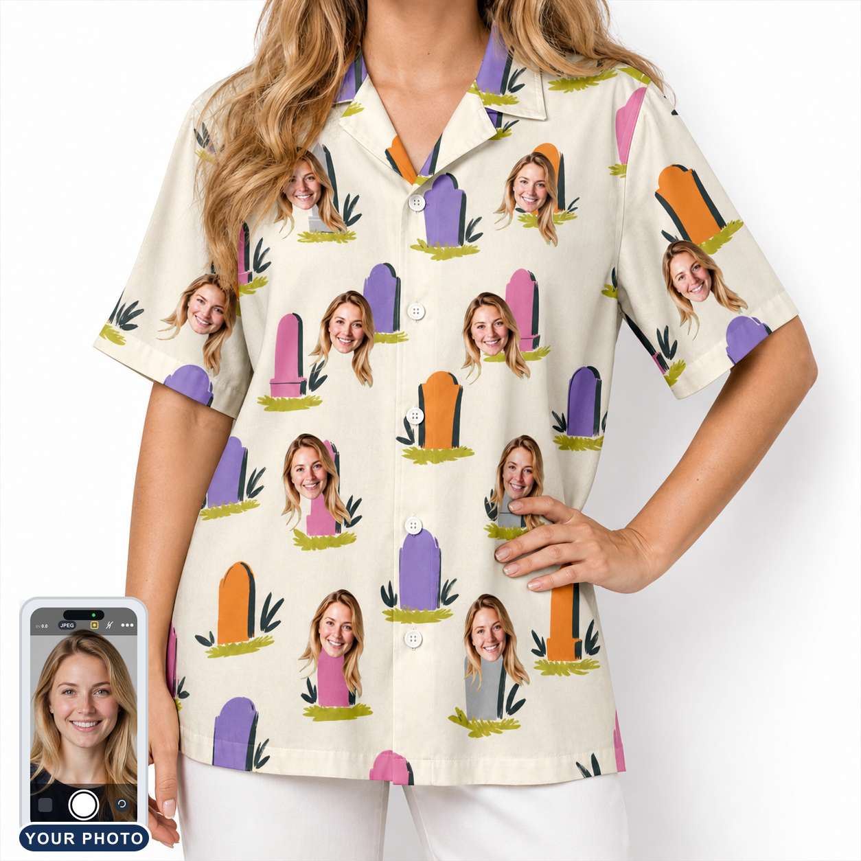 Women's Resting Jest Custom Face Hawaiian Shirt