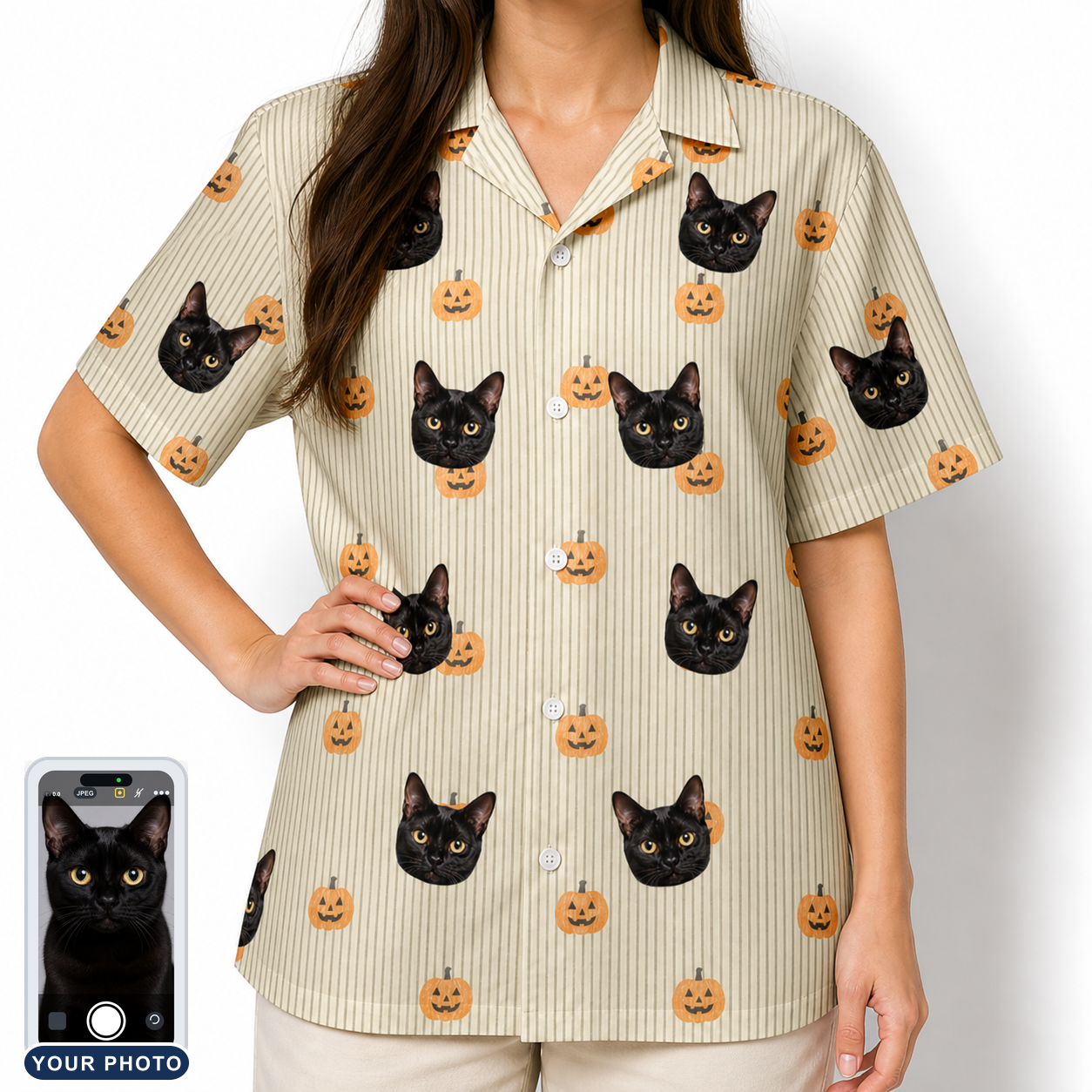 Women's Fiery Fiends Custom Cat Face Hawaiian Shirt