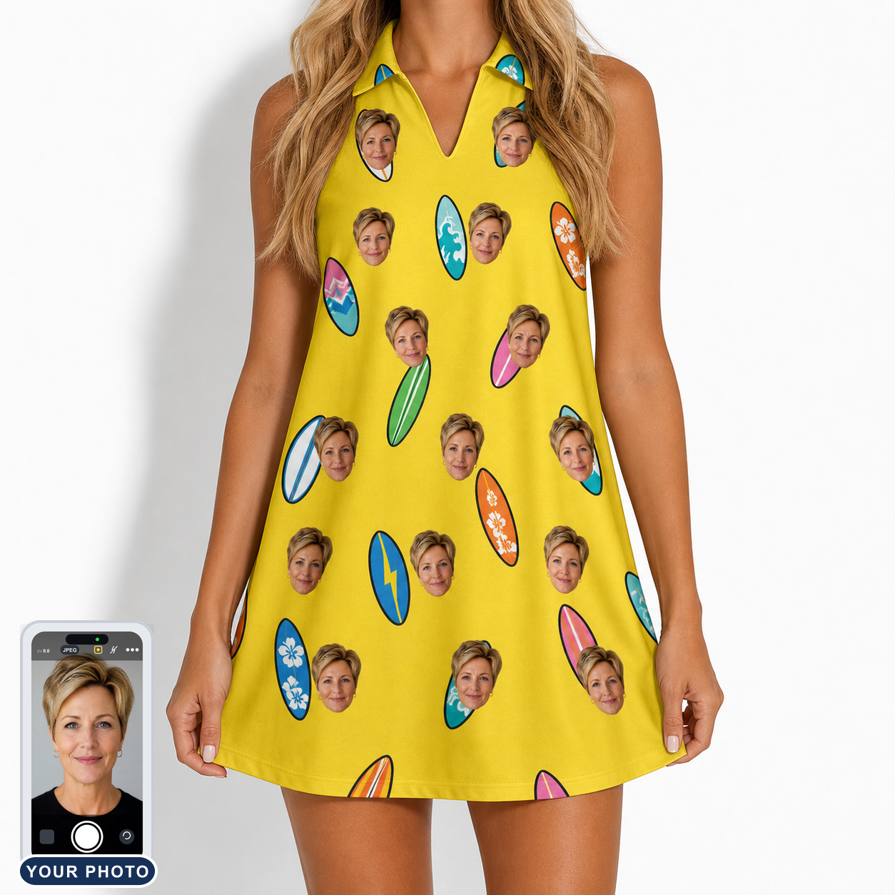 Women's Board Buddies Custom Face V-Neck Dress