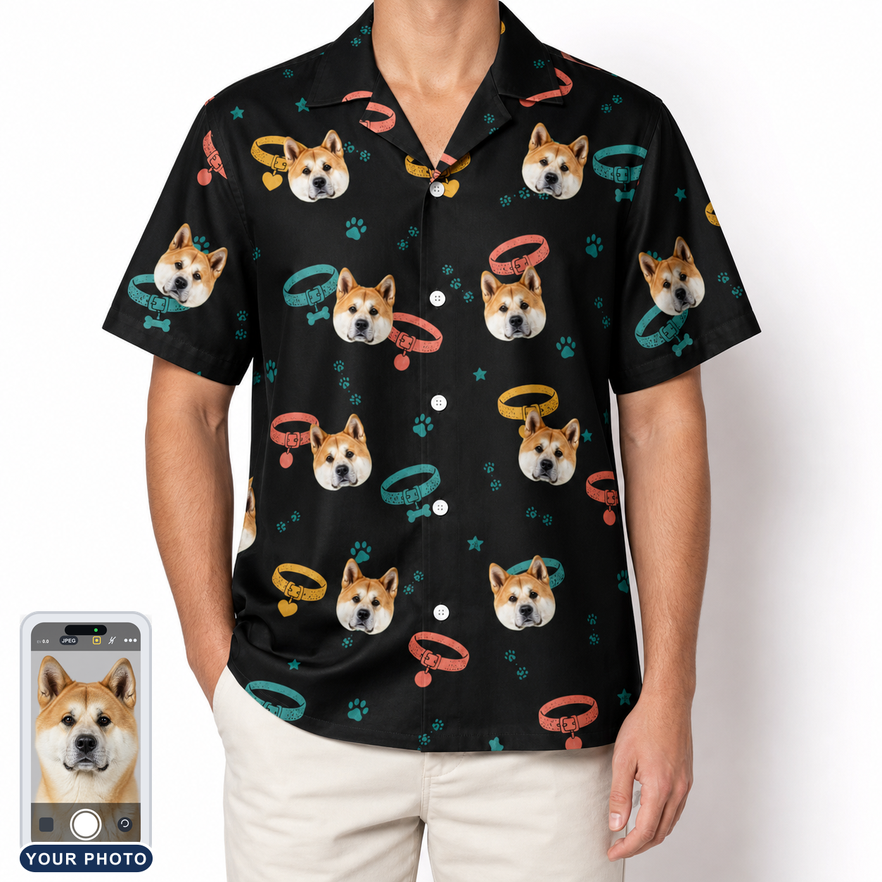 Men's Bark Buckles Custom Dog Face Hawaiian Shirt