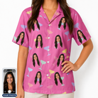Women's Prosecco Pizzazz Custom Face Hawaiian Shirt
