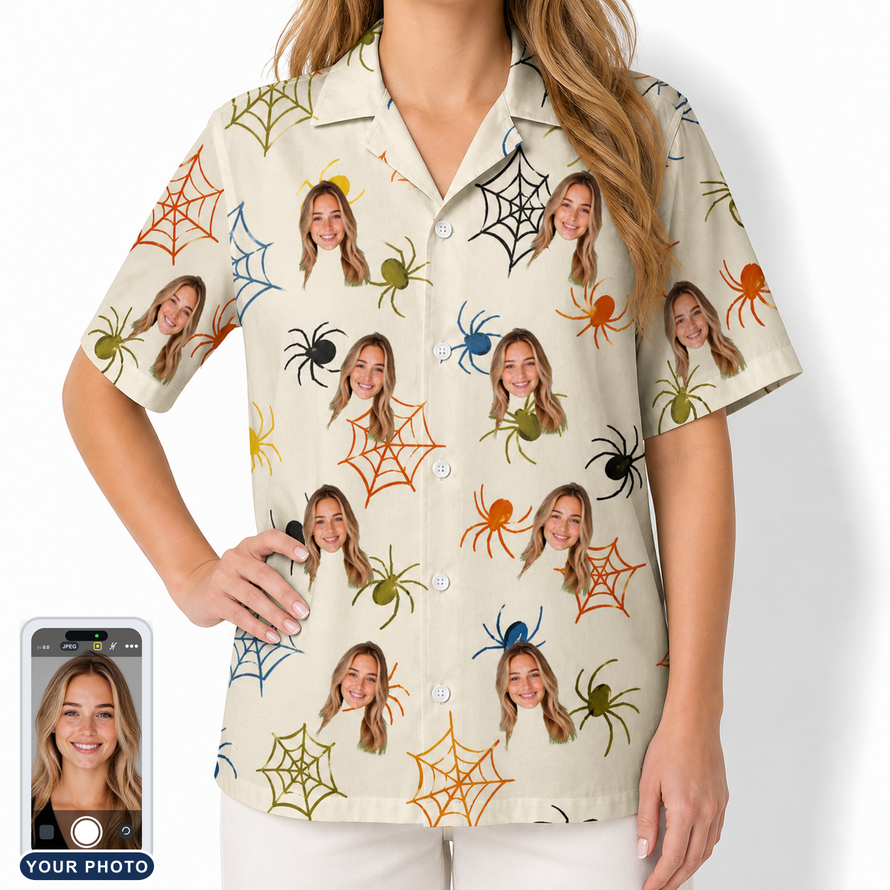 Women's Creepy Crawlers Custom Face Hawaiian Shirt