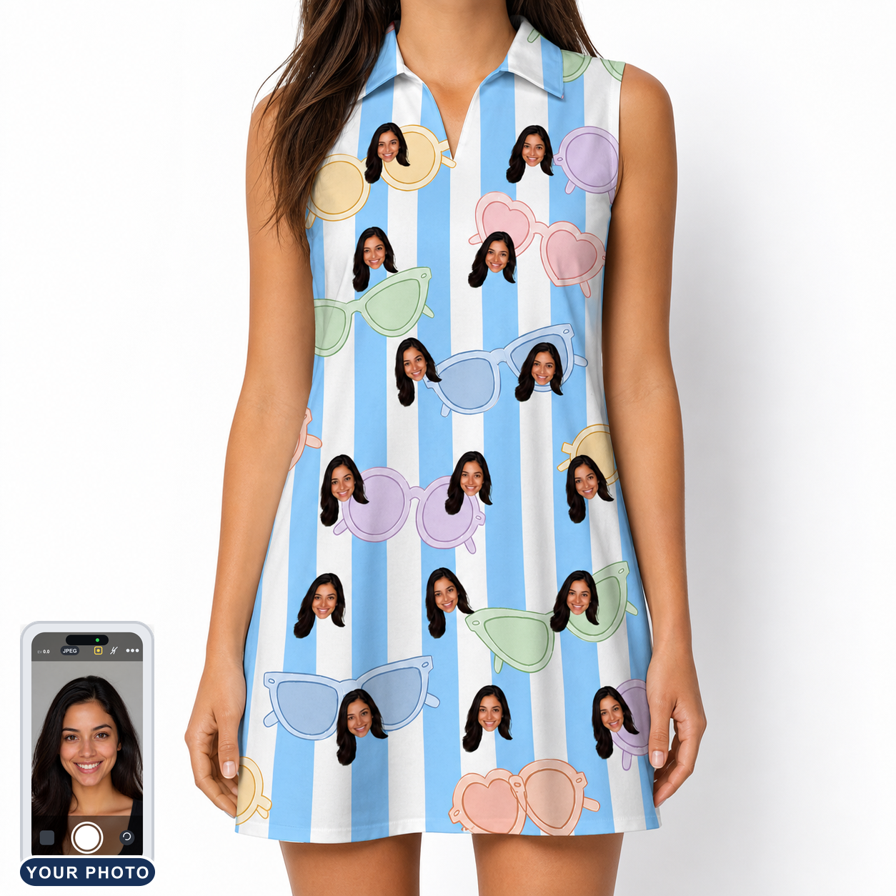Women's Papa Polarizers Custom Face V-Neck Dress