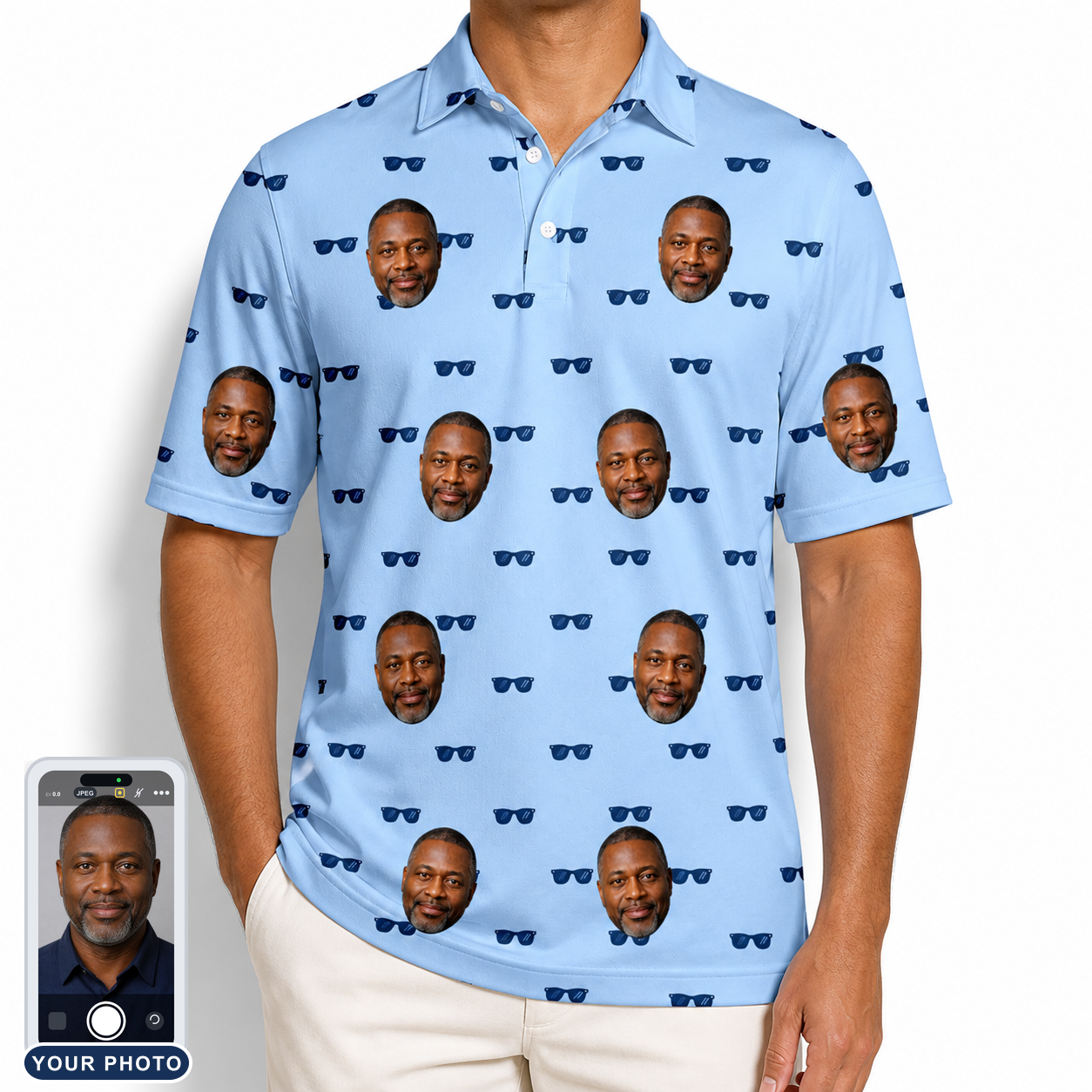 Men's Flirt Filters Custom Face Polo Shirt