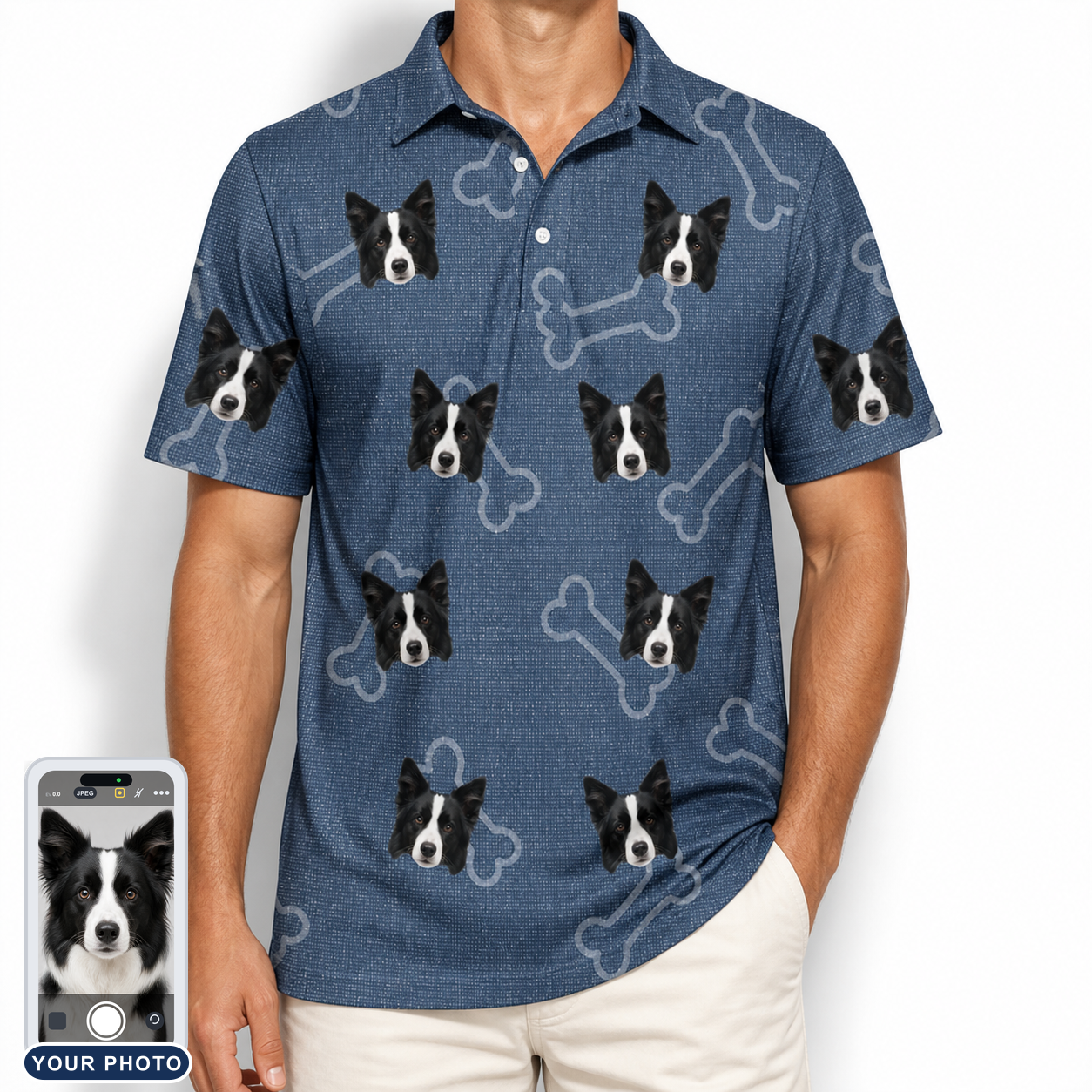 Men's Canine Crunch Custom Dog Face Polo Shirt