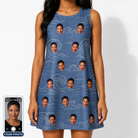 Women's Wave Wobble Custom Face Tank Dress