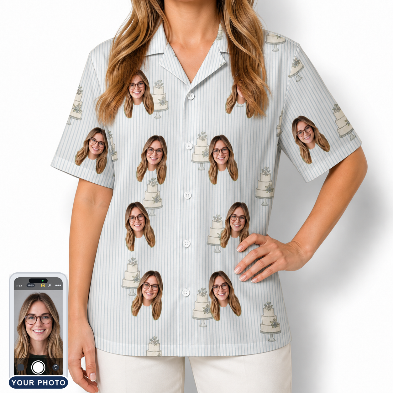 Women's Mermaid Meringue Custom Face Hawaiian Shirt