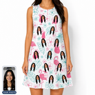 Women's Pink Pours Custom Face Tank Dress