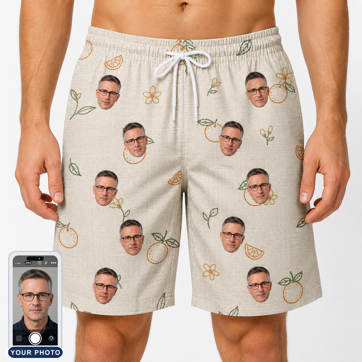 Men's Mandarin Moxie Custom Face Beach Shorts