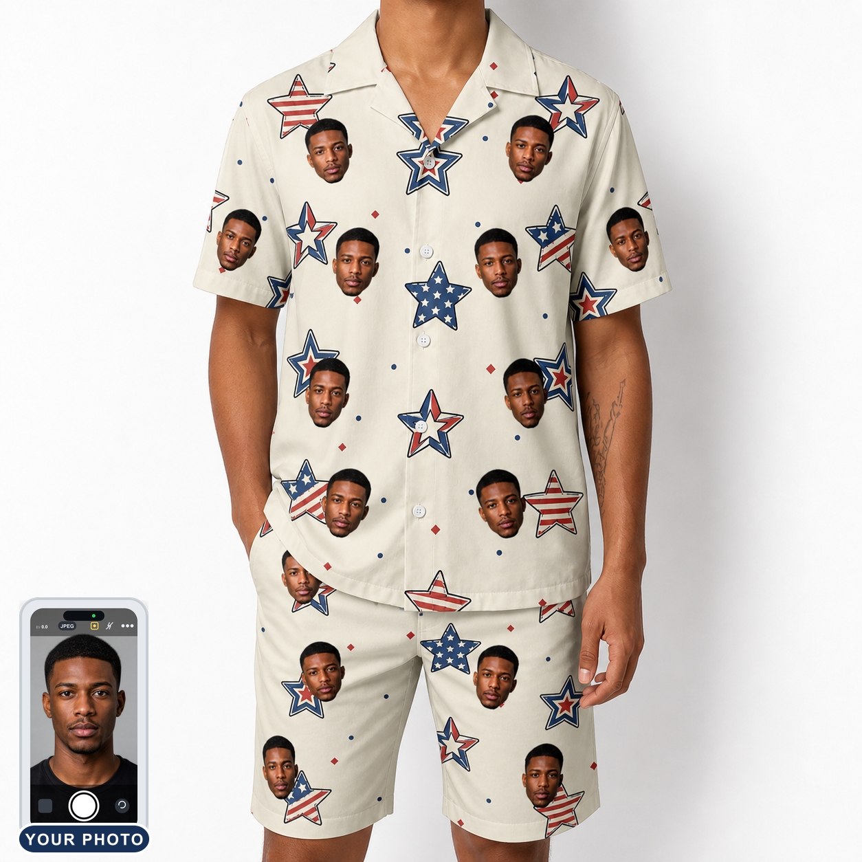 Men's Fourth Fizz Custom Face Shirt & Shorts Set