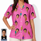 Women's Vintage Volcano Custom Face Hawaiian Shirt