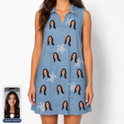 Women's Flipper Floats Custom Face V-Neck Dress