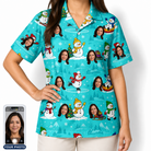 Women's Button Blizzard Custom Face Hawaiian Shirt