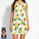 Women's Cob Together Custom Face V-Neck Dress