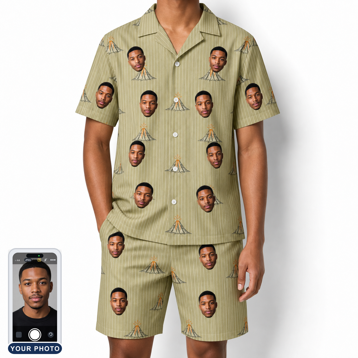 Men's Cinder Calypso Custom Face Shirt & Shorts Set