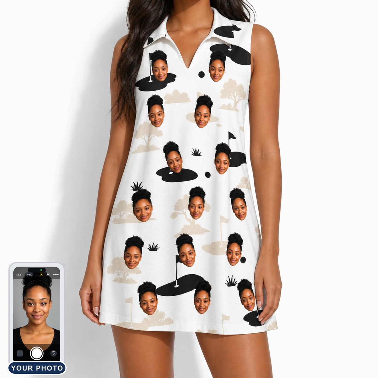 Women's Tee Hee Custom Face V-Neck Dress