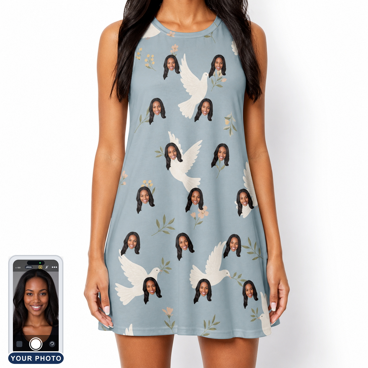 Women's Ivory Coo Custom Face Tank Dress