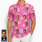 Men's Fuchsia Flock Custom Face Polo Shirt