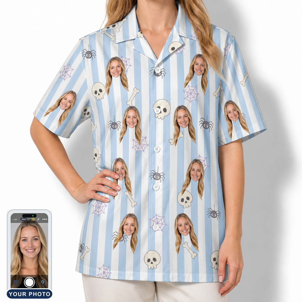 Women's Graveyard Giggles Custom Face Hawaiian Shirt