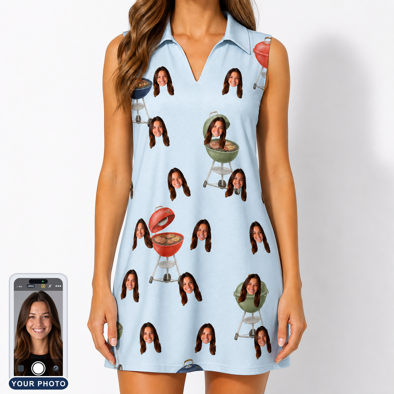 Women's Pitmaster Swagger Custom Face V-Neck Dress